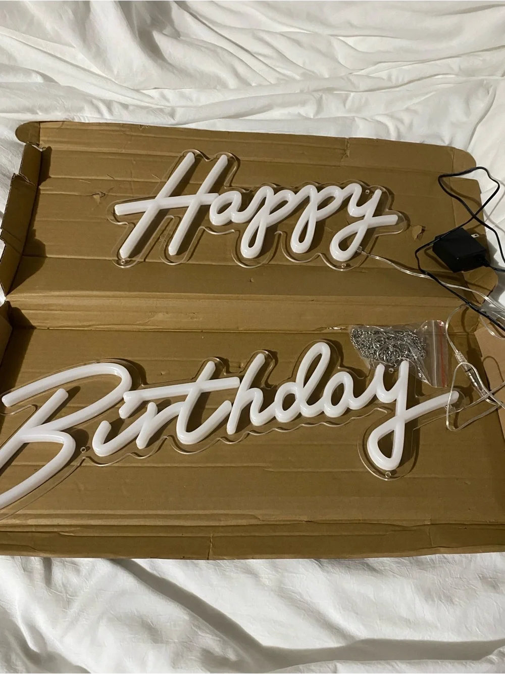 Divatla 40”x23” Neon 2-Pc Happy Birthday Hanging Sign